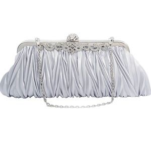 Silver Evening Clutch NWT, Satin Clutch Bag Purse
